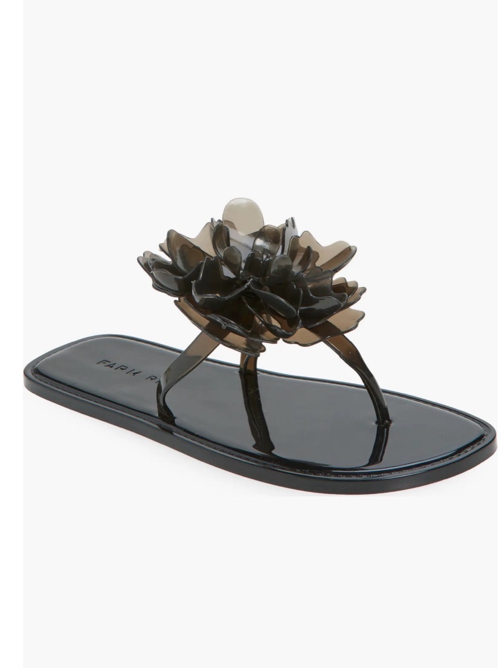 FARM Rio Black Floral Jelly Thong Sandal